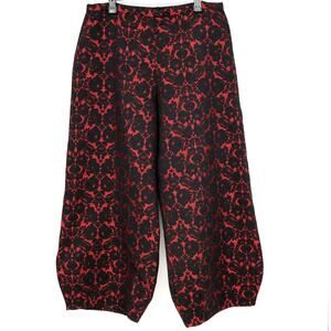 Bryn Walker Pants Womens XL Red Black Brocade Barrel Leg Medina New with Tags